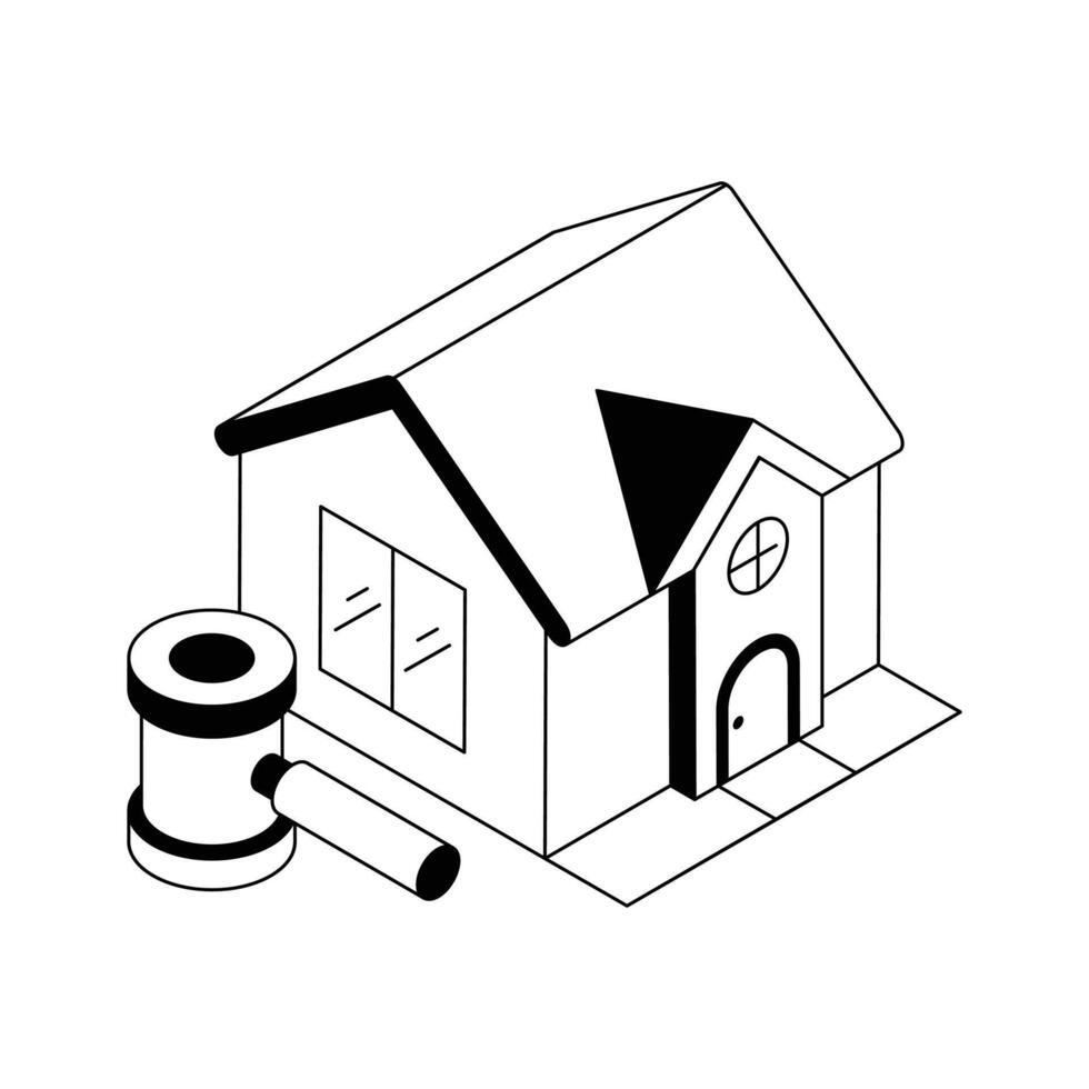 Well crafted isometric icon showing a property auction. vector