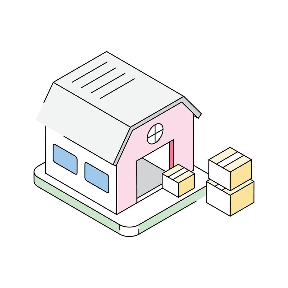 Well designed isometric icon representing a warehouse vector