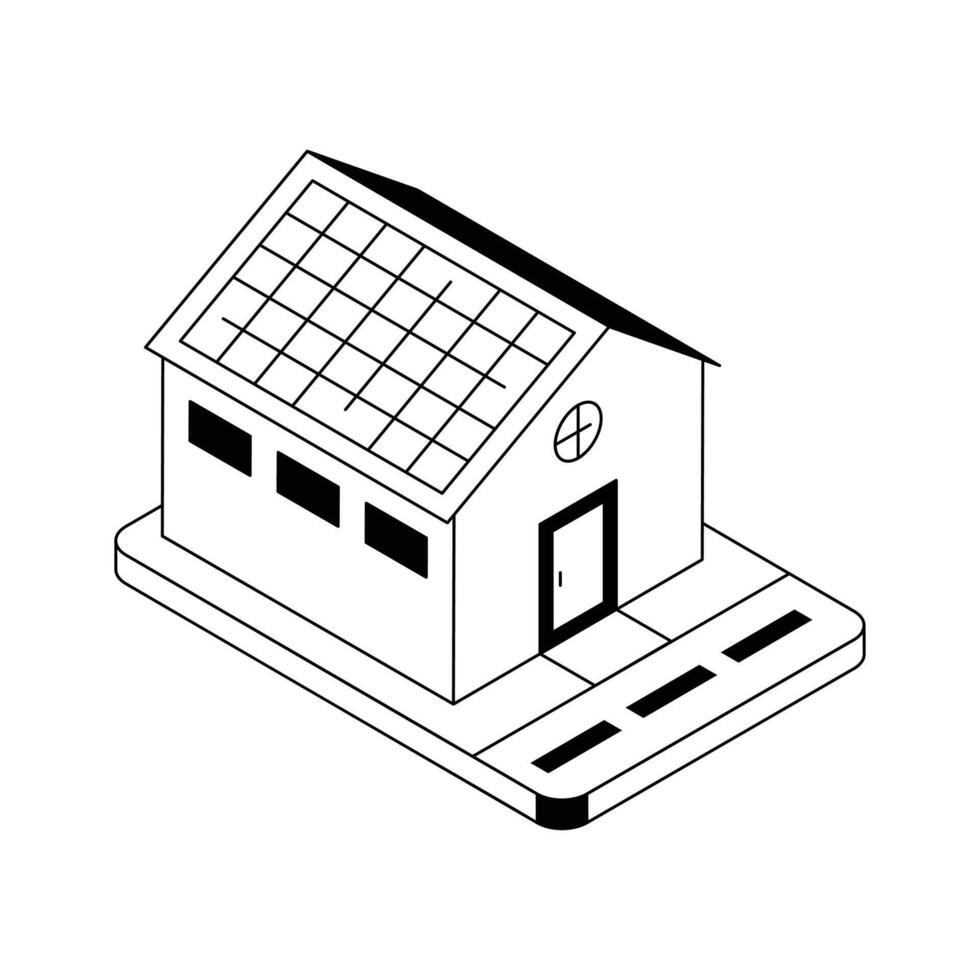 A captivating isometric icon representing solar-powered home. vector