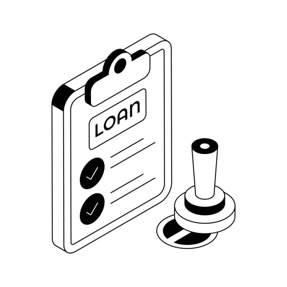 An isometric icon depicting home loan approval paper. vector