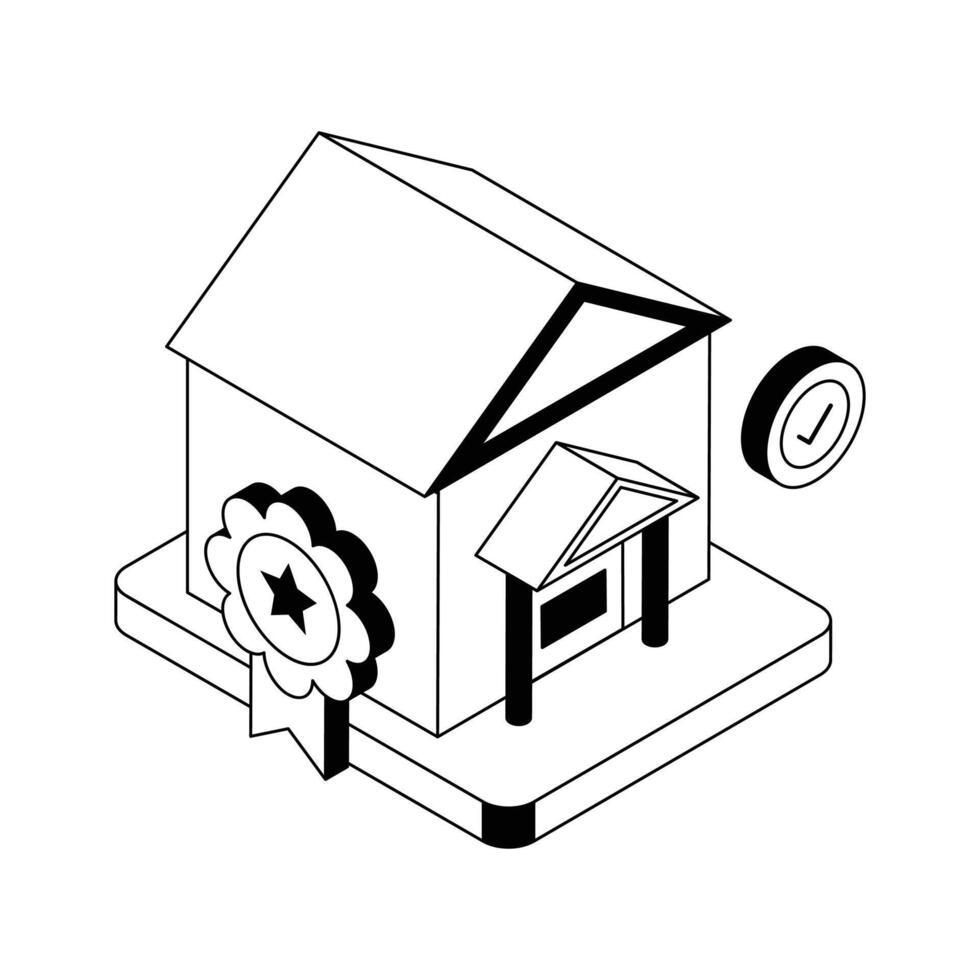 A premium isometric outline icon of home quality. vector