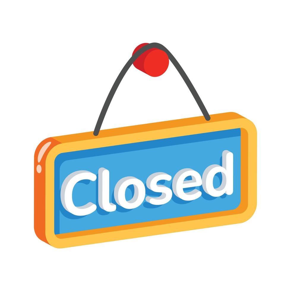 Well crafted 2d icon of hanging closed board vector