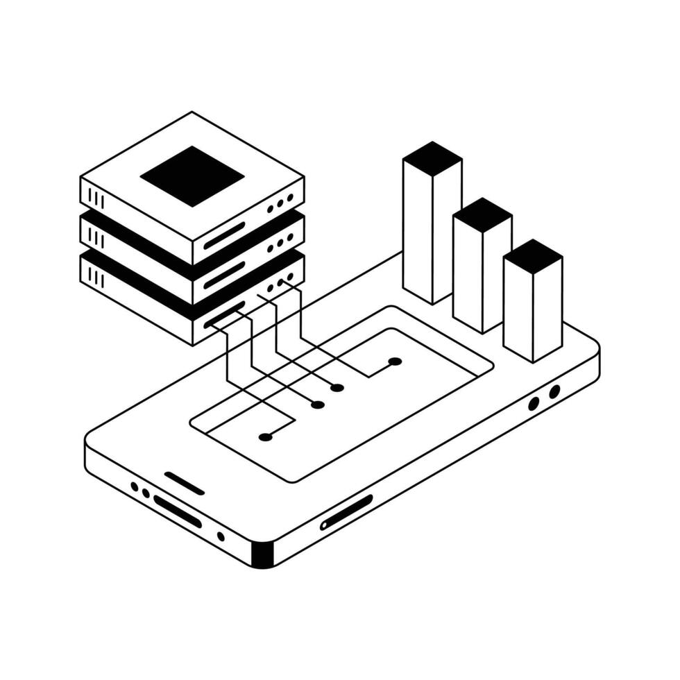 Get a glimpse of this mobile server isometric icon. vector