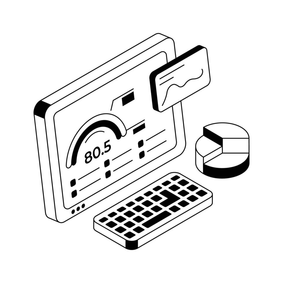 A captivating isometric icon for performance analysis tool. vector