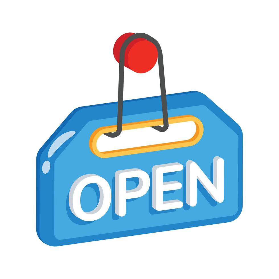 Well designed 2d icon of hanging open board sign vector