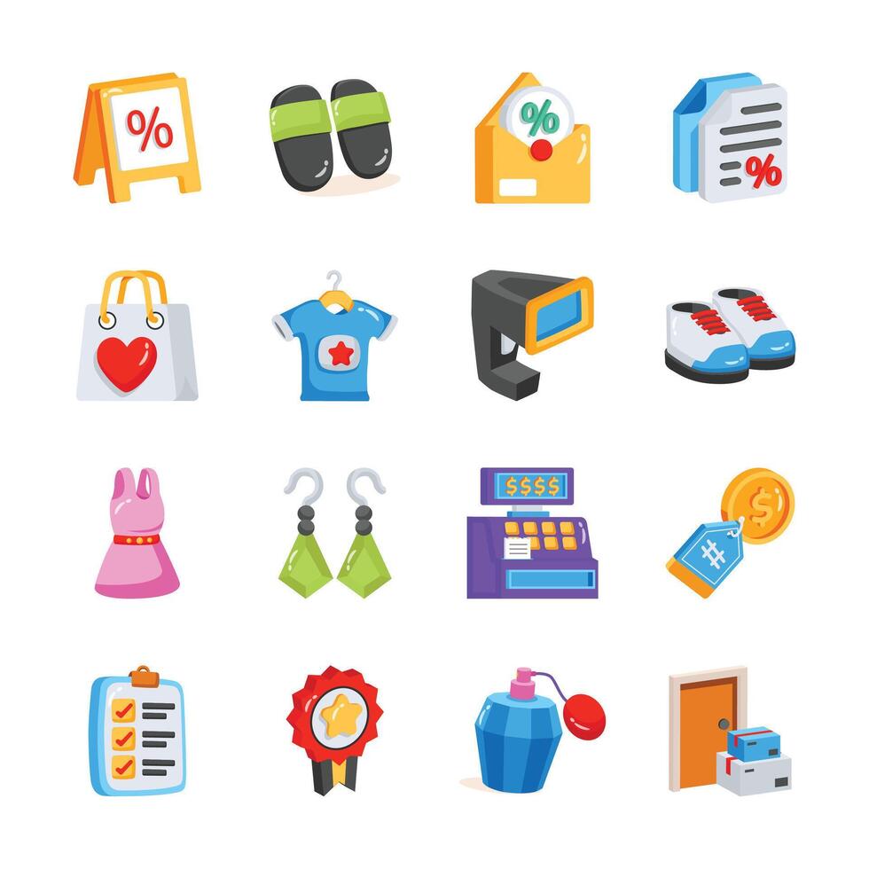 Premium Bundle of Shopping Discount 2d Icons vector