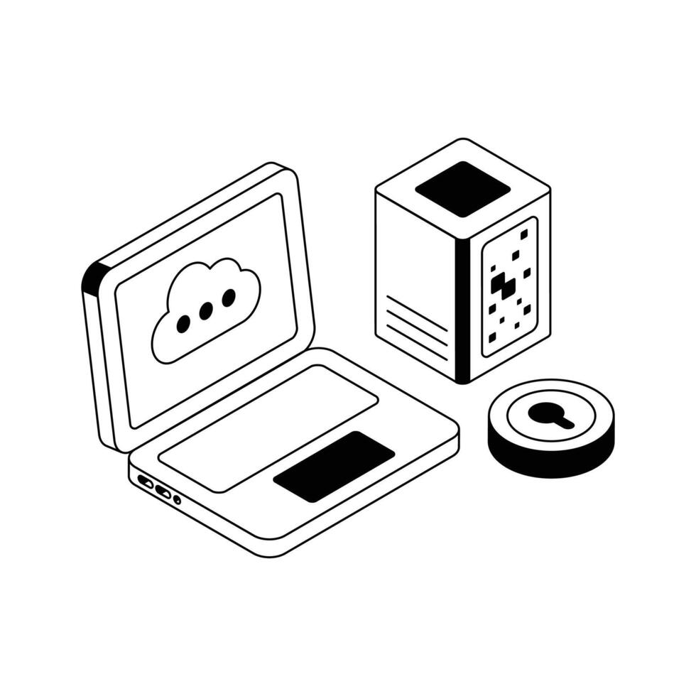Premium isometric icon showcasing secure private cloud network. vector
