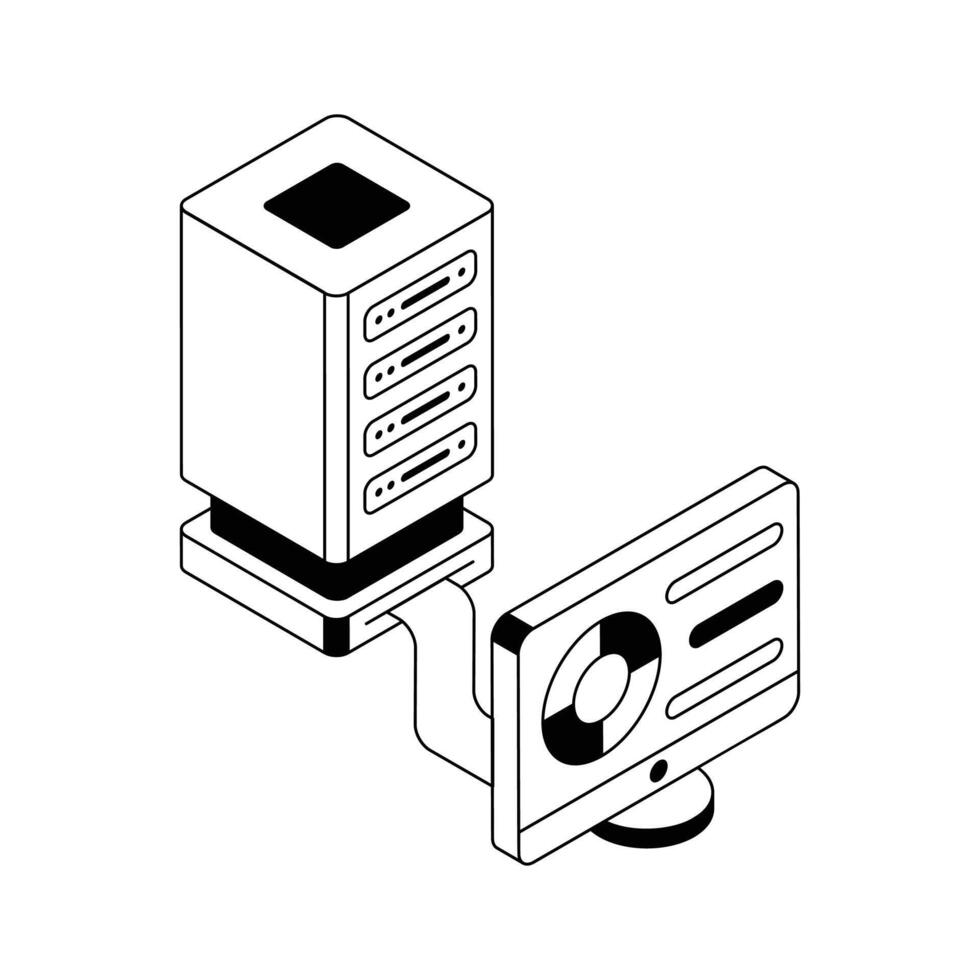 Check out this isometric icon showing server computer setup. vector