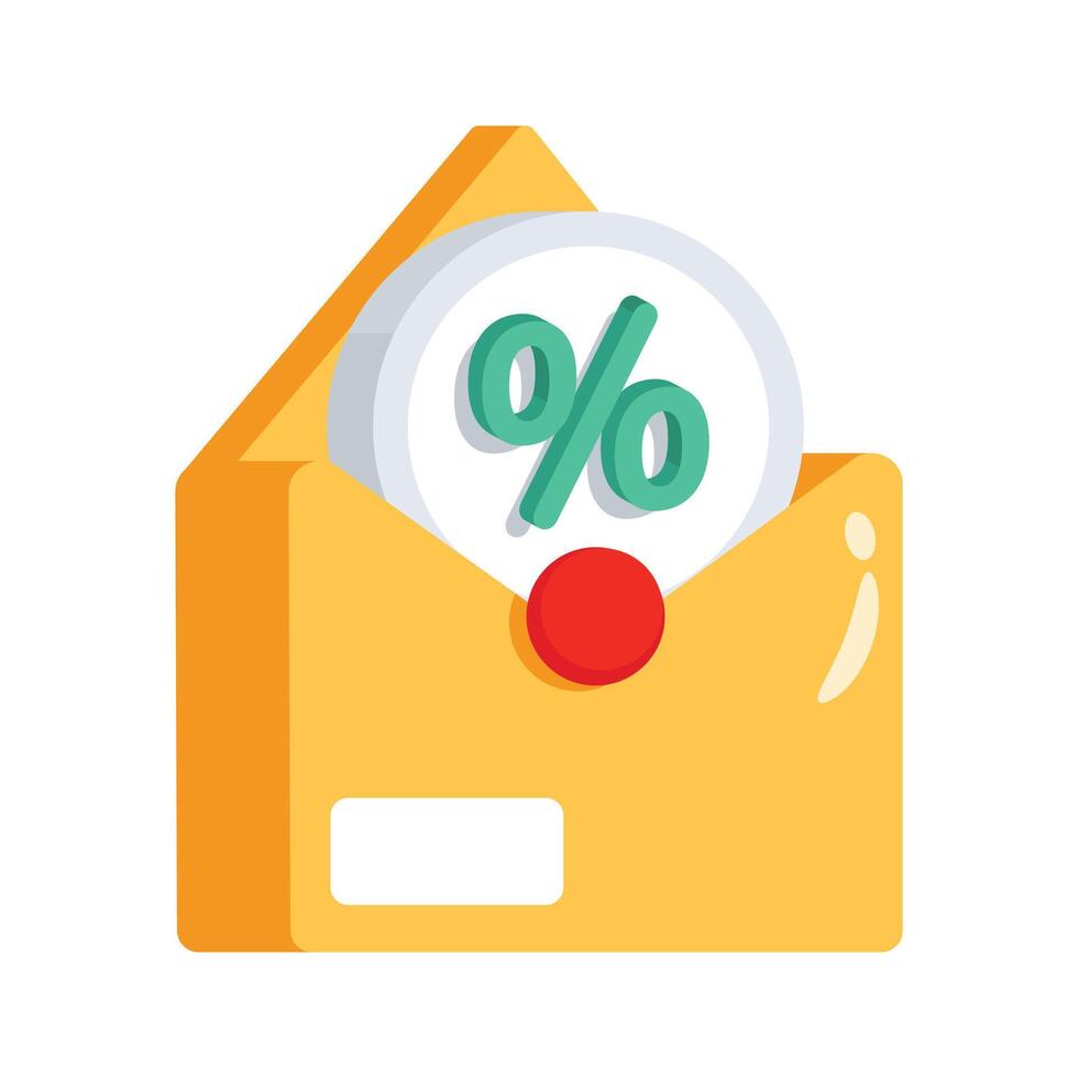 Modern 2d icon of unread discount email vector