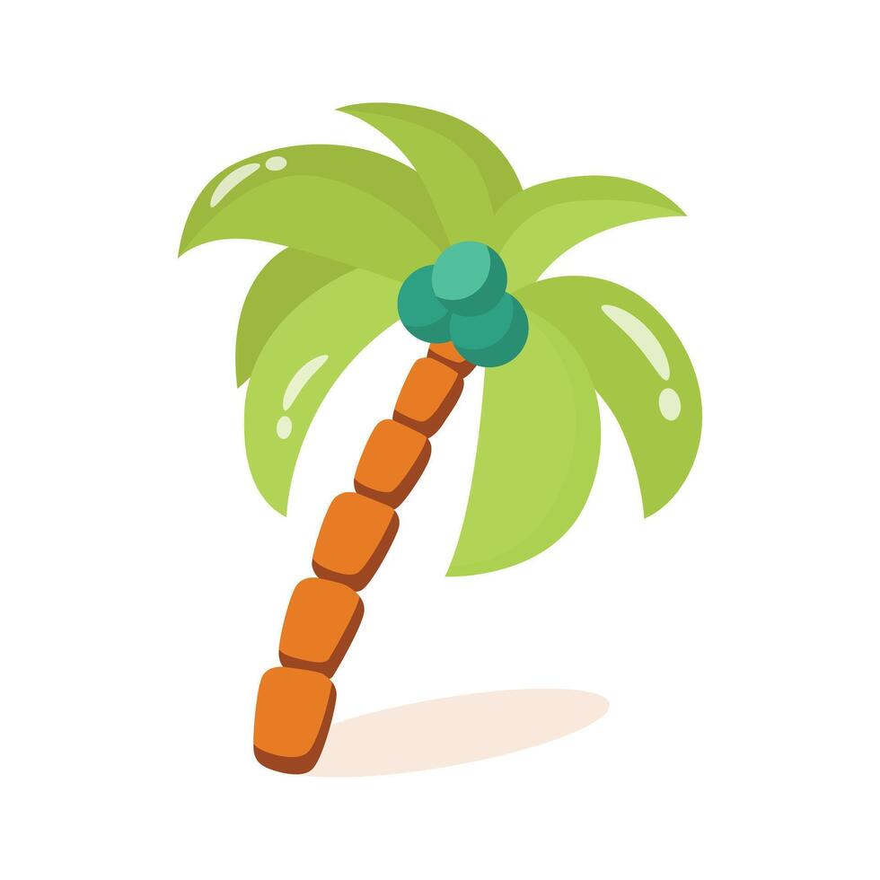 Trendy 2d icon of tall palm tree beside beach vector