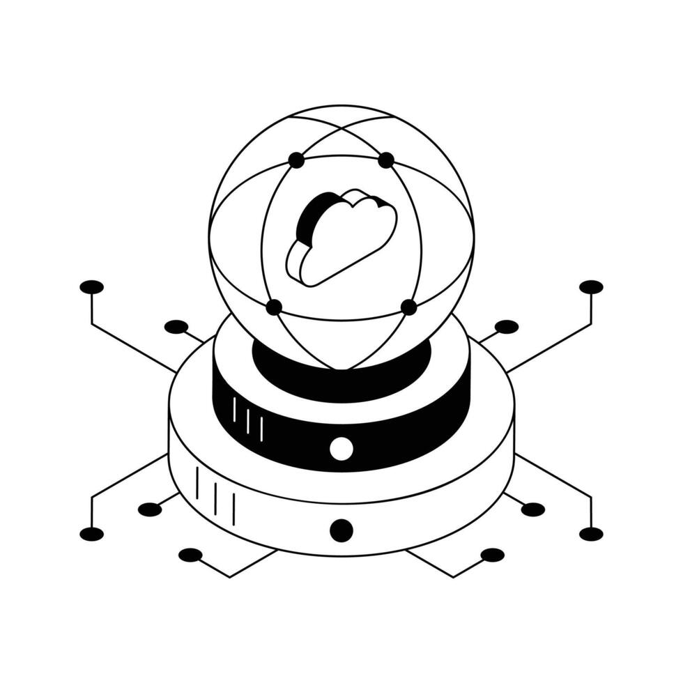 Premium isometric icon of a cloud network system. vector