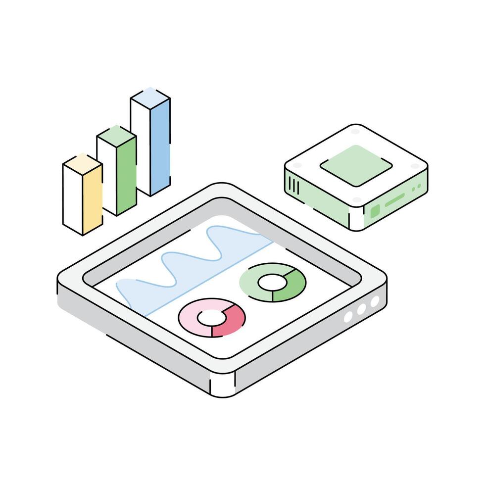 Well designed isometric icon for server analytics operation vector