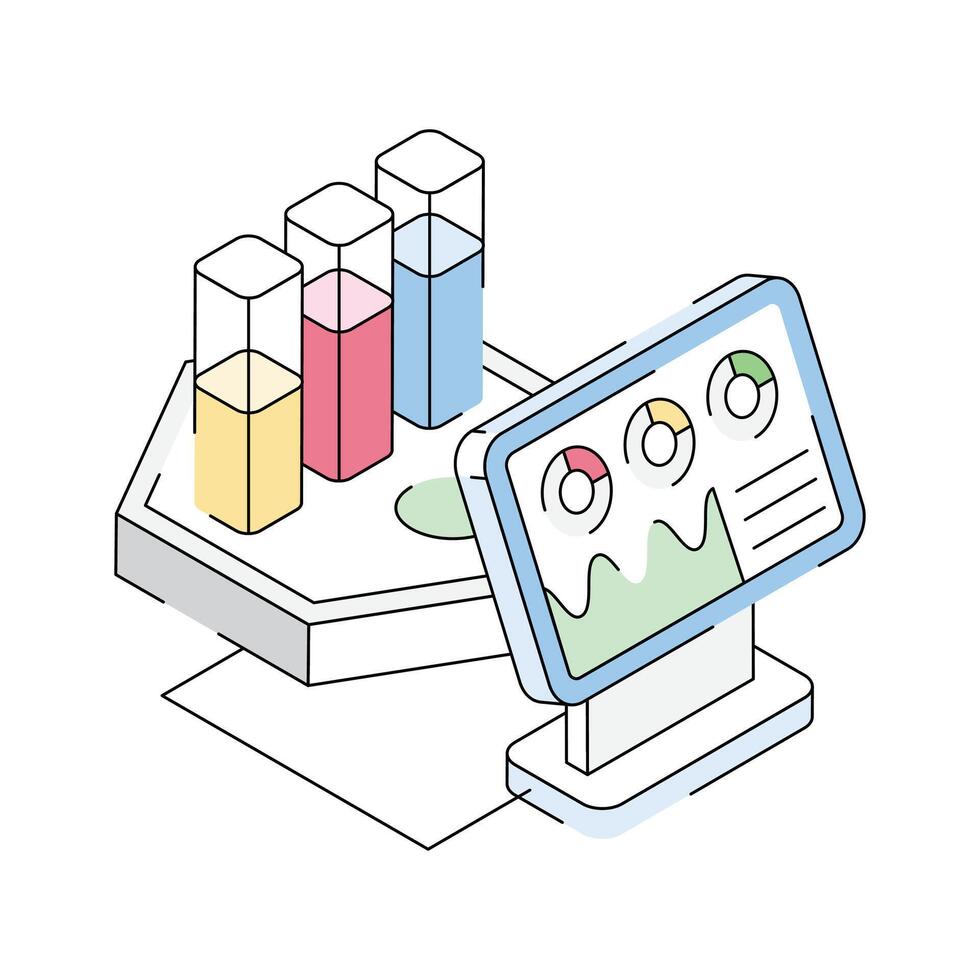 A visually appealing isometric icon for data analytics. vector