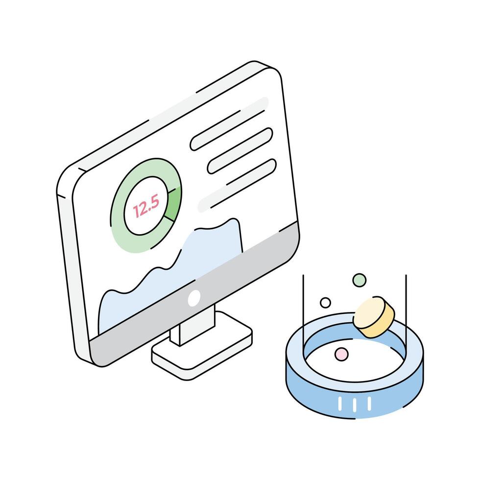 An amazing isometric icon visualizing data performance metrics vector
