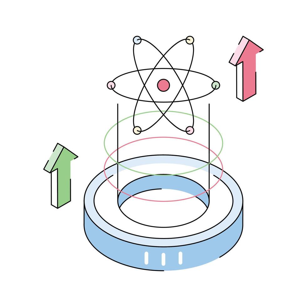 un prima isométrica icono representando cuántico informática tecnología vector