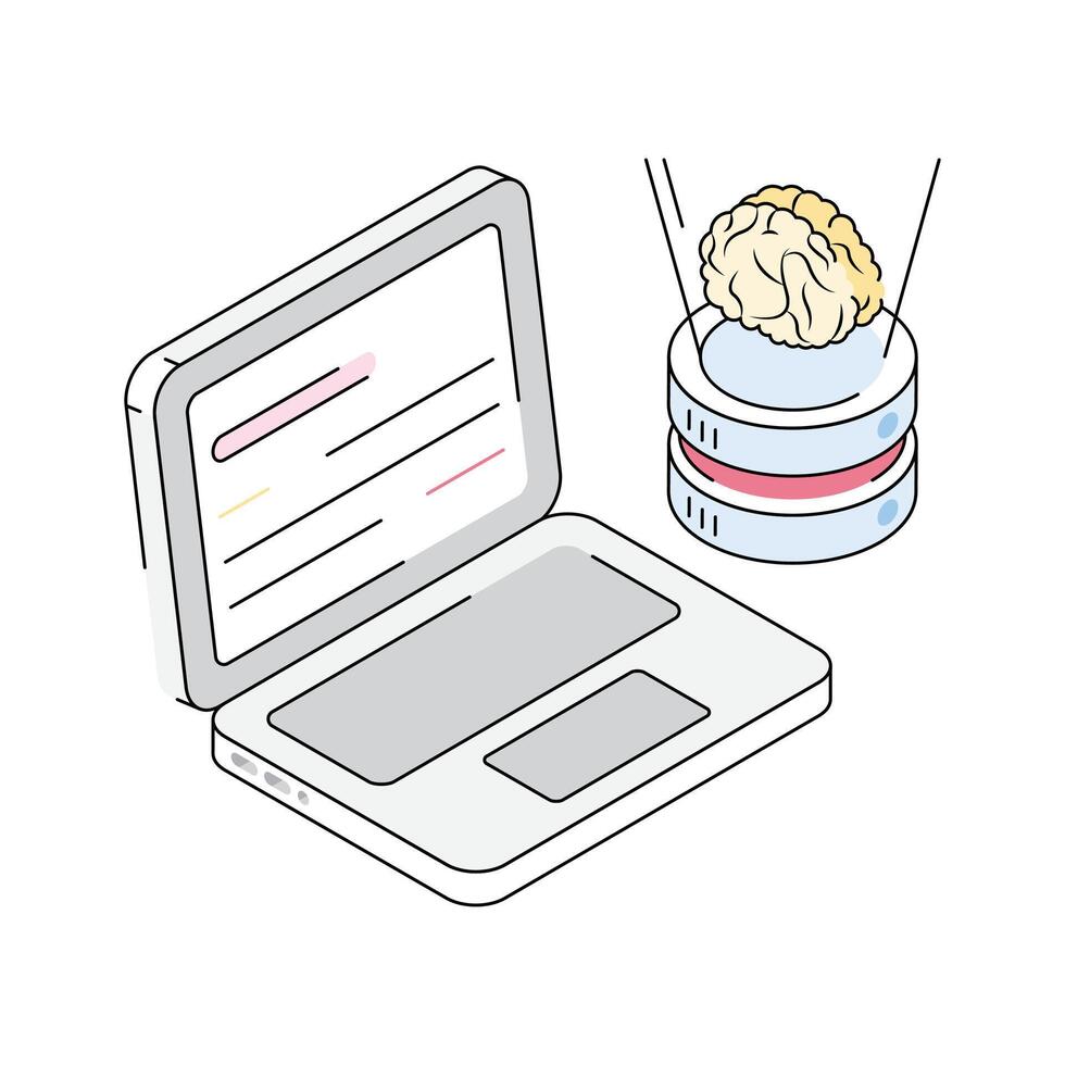 A modern isometric icon for ai database management vector