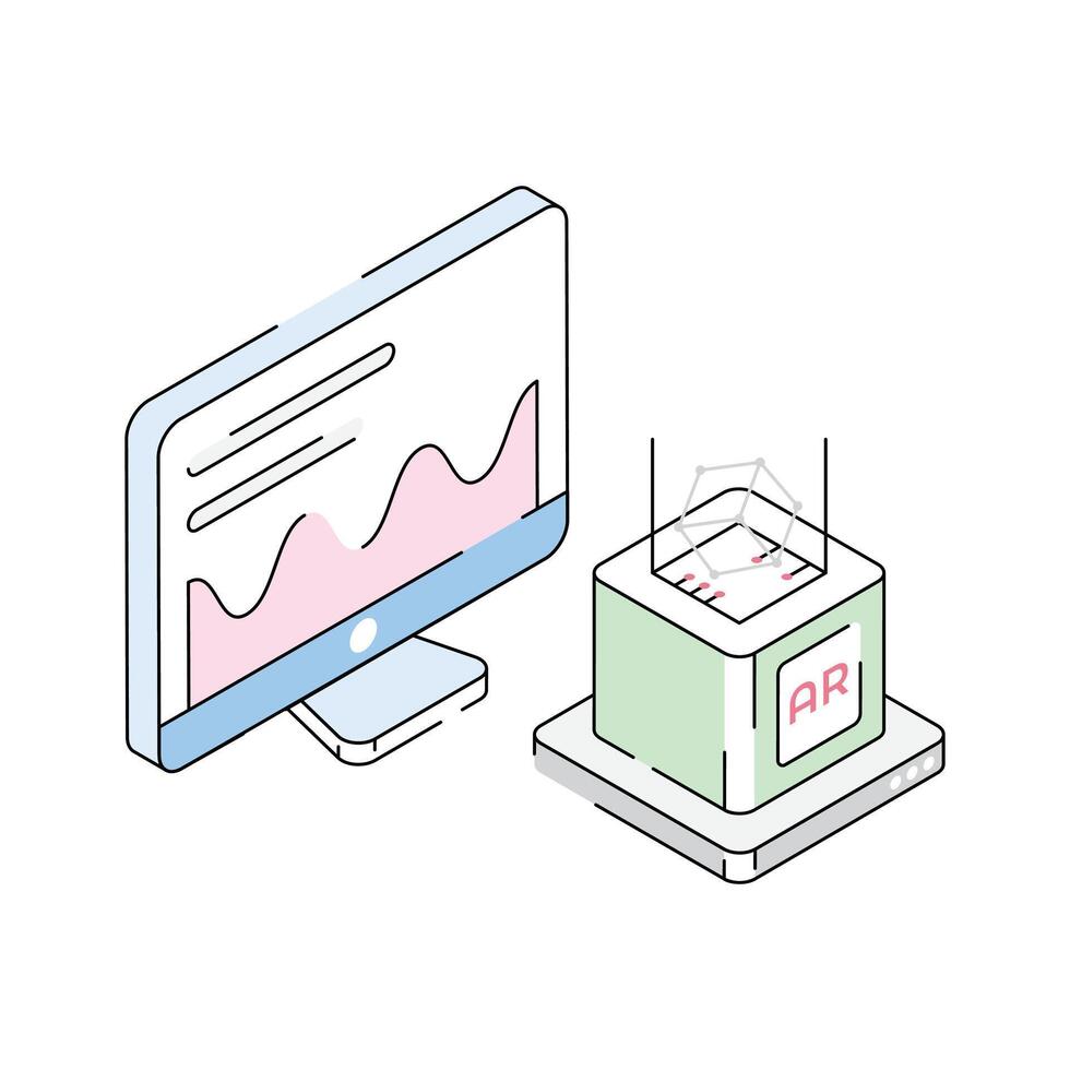 Visually appealing isometric icon for ar modelling concept vector