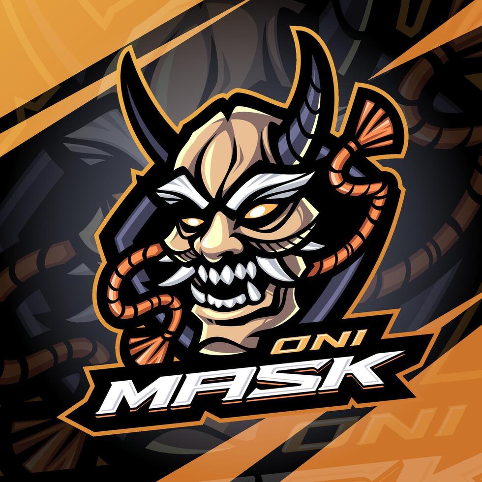Oni mask esport mascot design vector