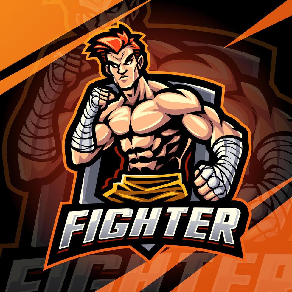 Fighter mascot logo design vector