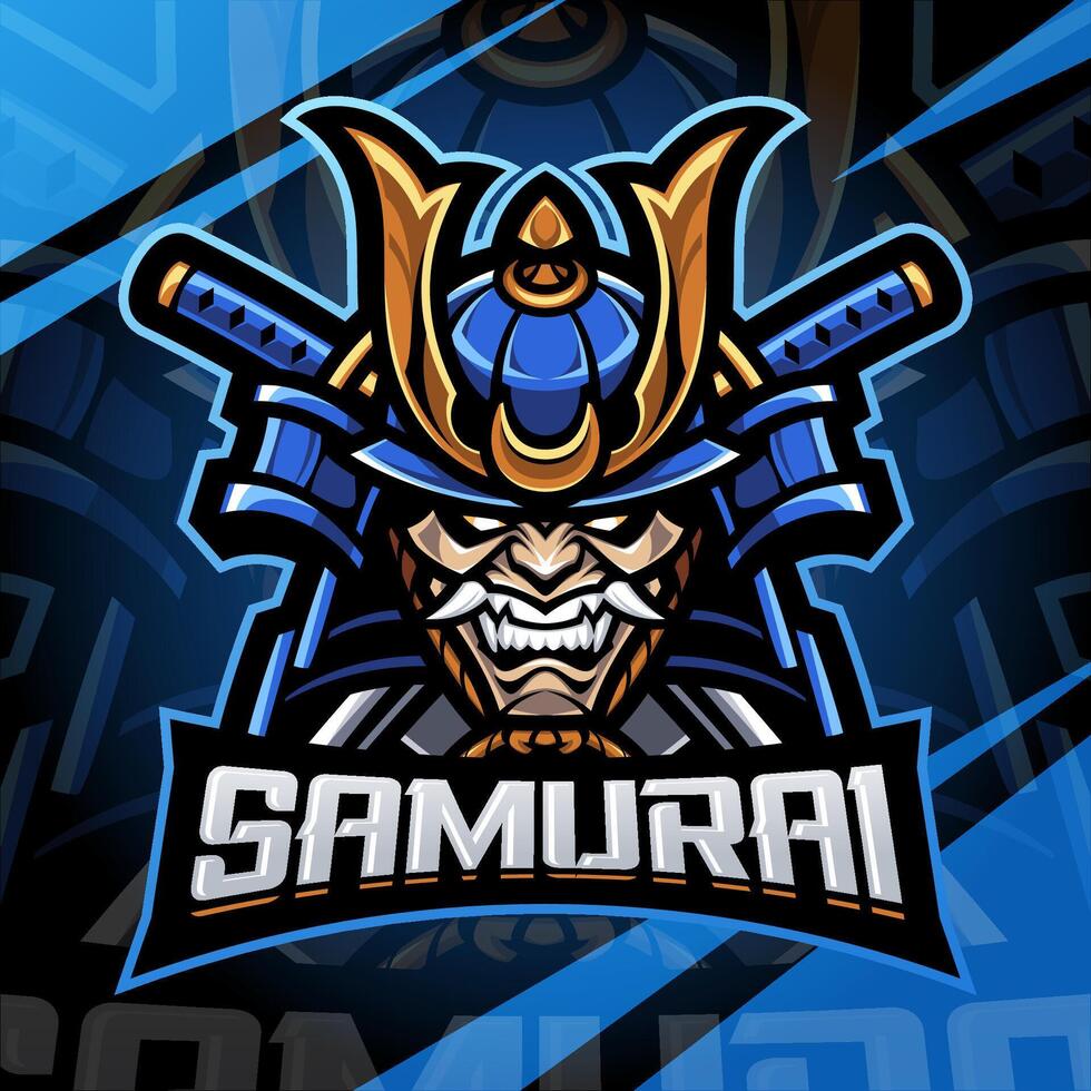 Samurai head design vector
