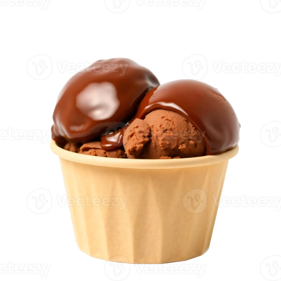 Chocolate ice cream in a paper cup png