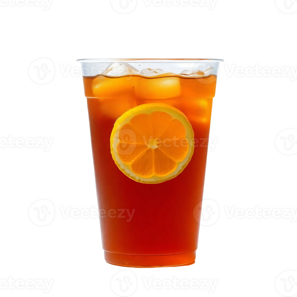 A glass of iced tea with an orange slice png