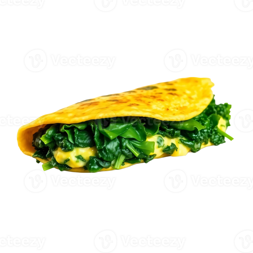A tortilla with spinach and cheese on it png