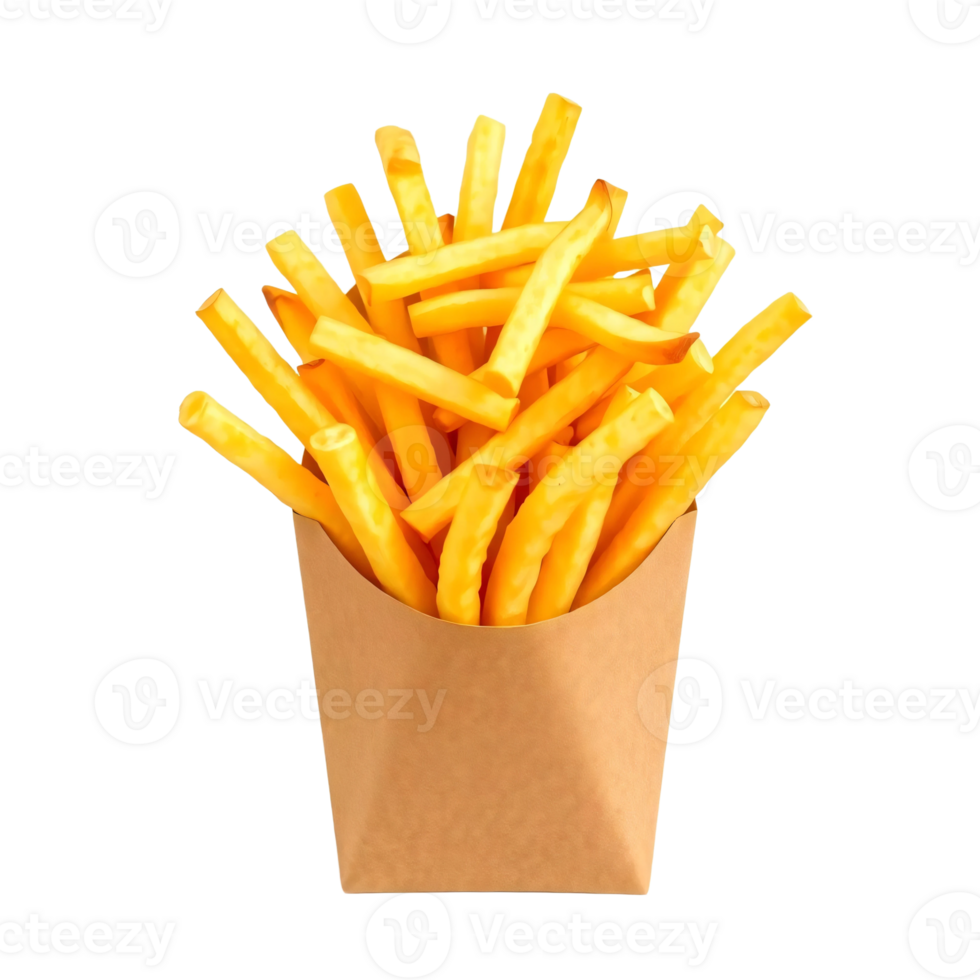 French fries in a paper box png