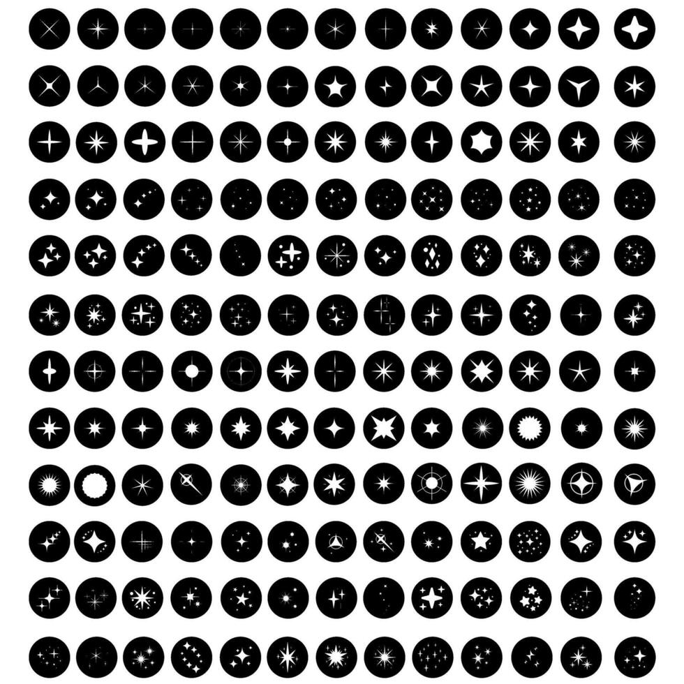 Set of black circle icons on white background. Illustration. vector