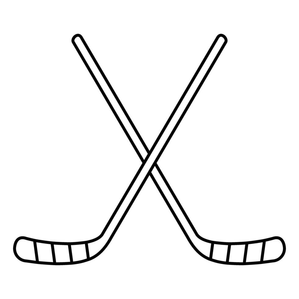 Hockey sticks icon. Outline hockey sticks icon for web design isolated on white background vector