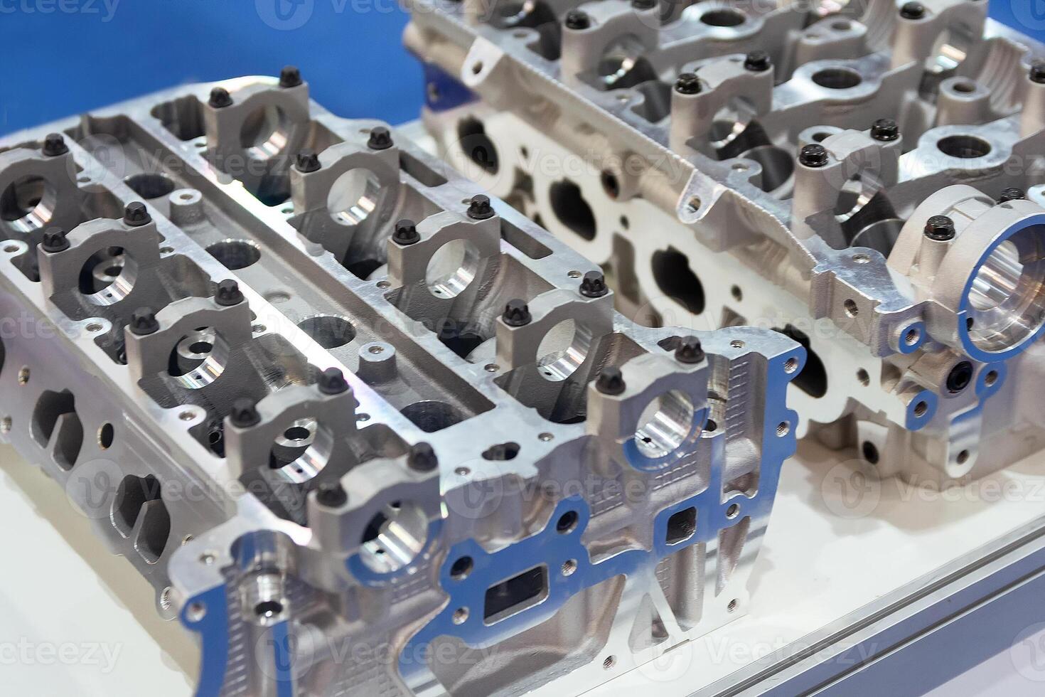 The aluminium cylinder head of the engine photo