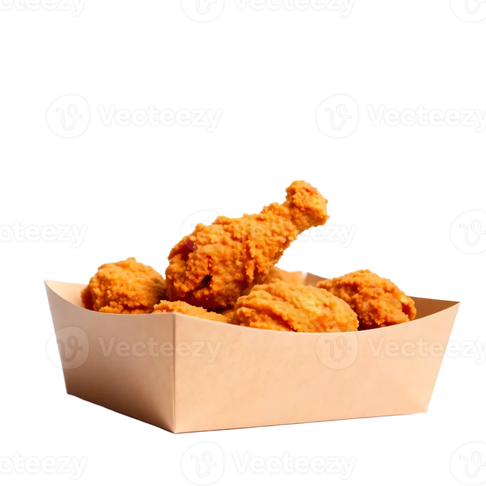 A tray of fried chicken in a paper box png