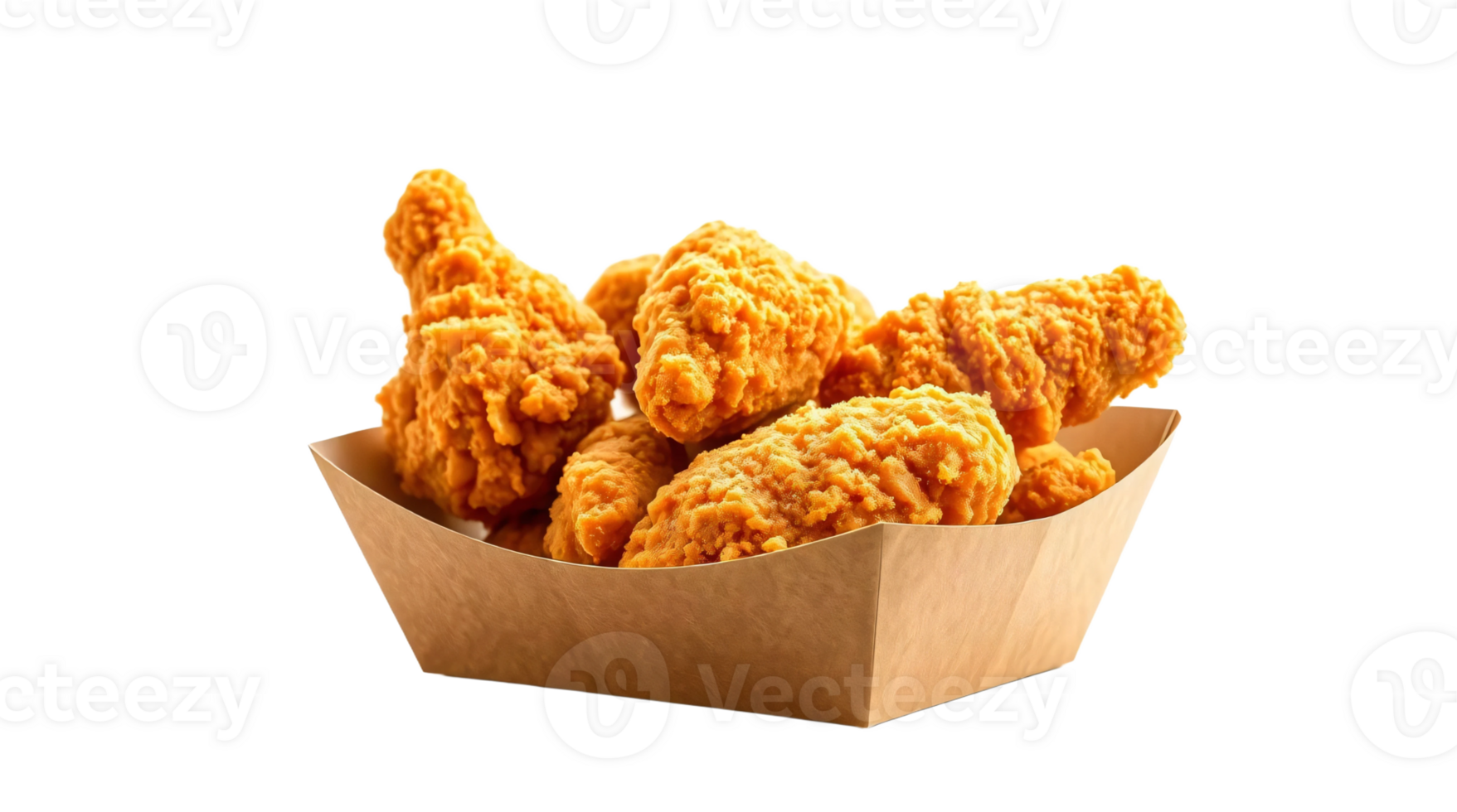 A basket of fried chicken in a paper box png
