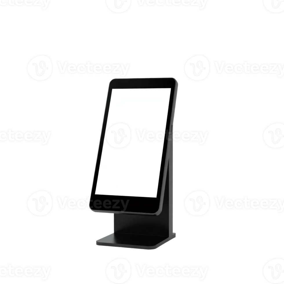 A black tablet stand with a white screen png