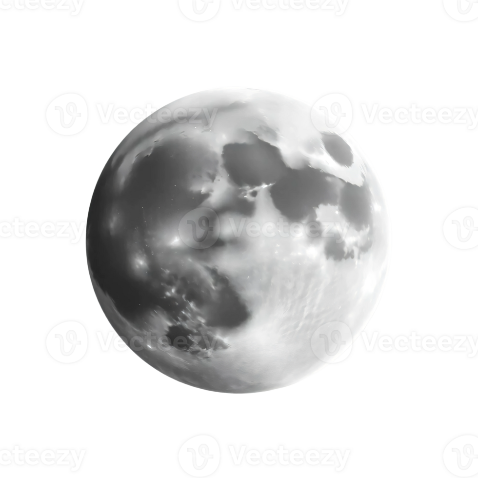The moon is shown in black and white png