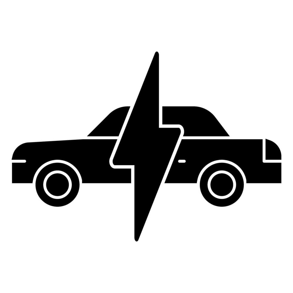Electric car solid icon. Electric vehicle illustration isolated on white. Car glyph style design, designed for web and app. Eps 10 vector
