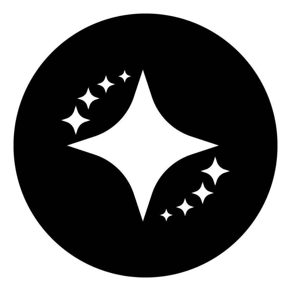 Sparkle web icon or sign black color in circle illustration flat style. vector