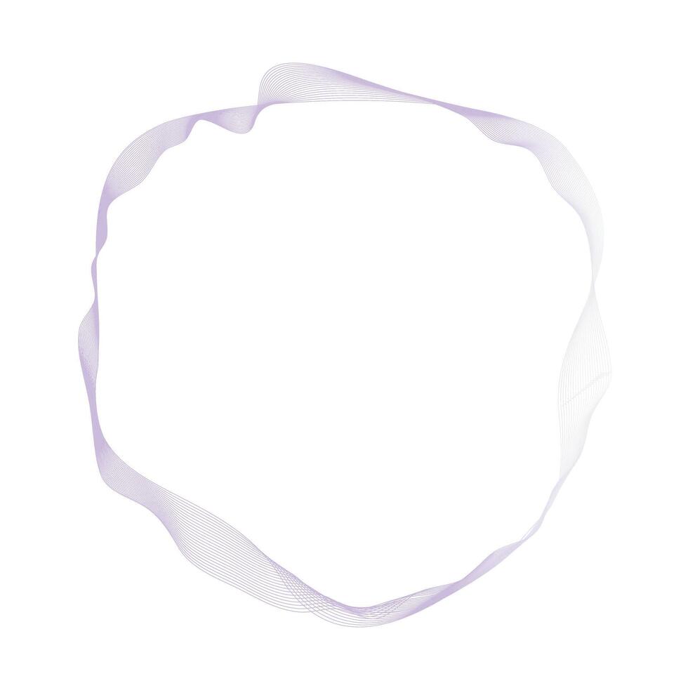 Gentle wave ring, soft purple linear outline, elegant abstract frame, creative digital design, airy style vector