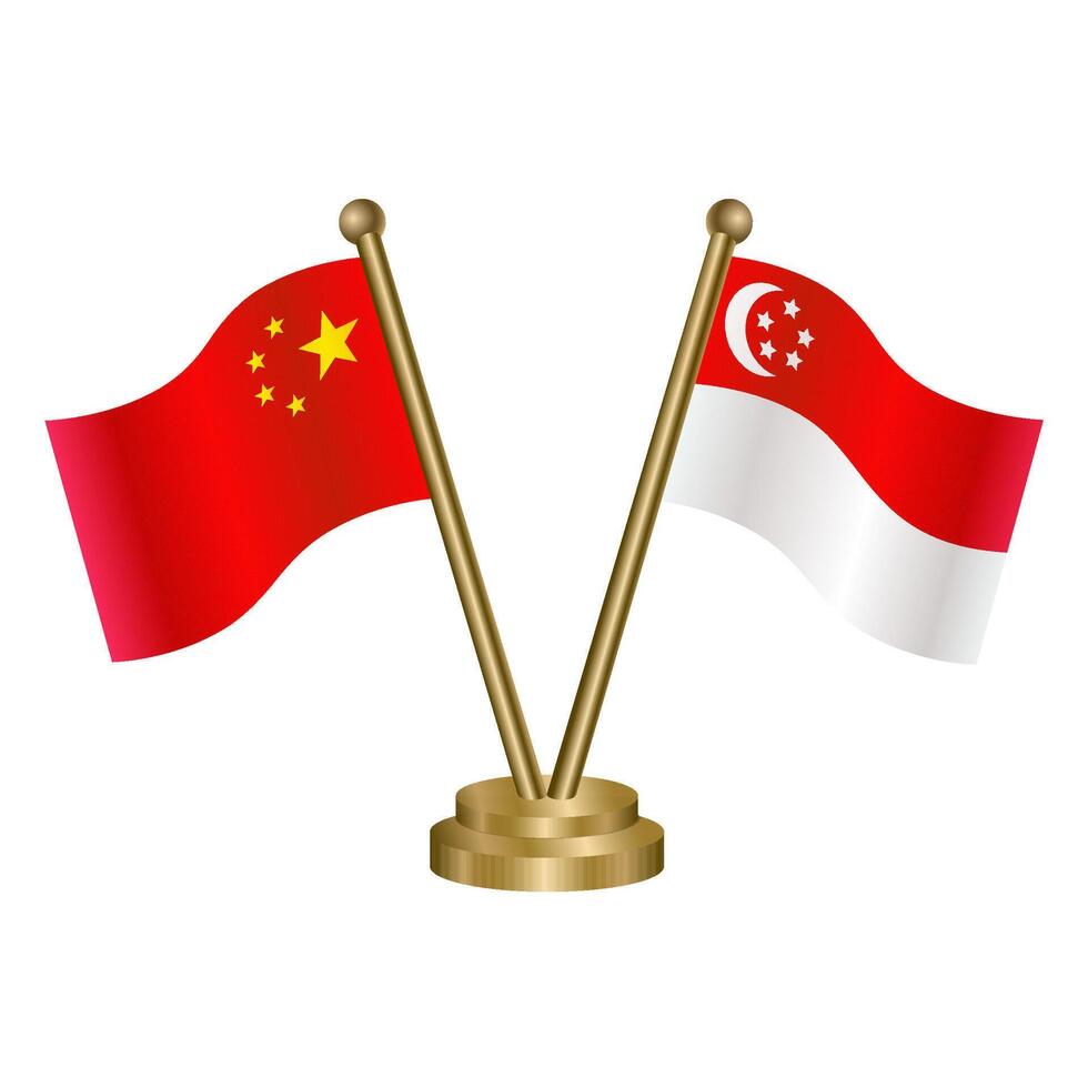China and Singapore table flag. vector