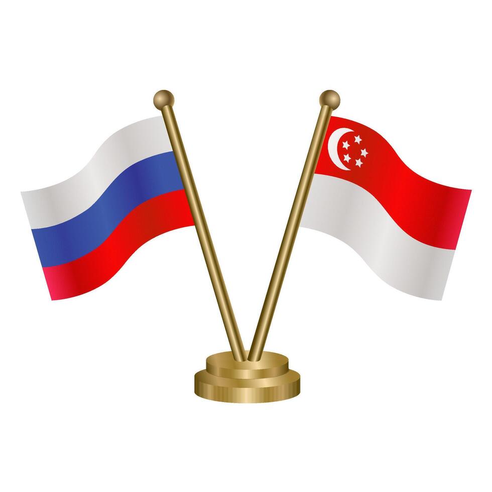 Russian and Singapore table flag vector