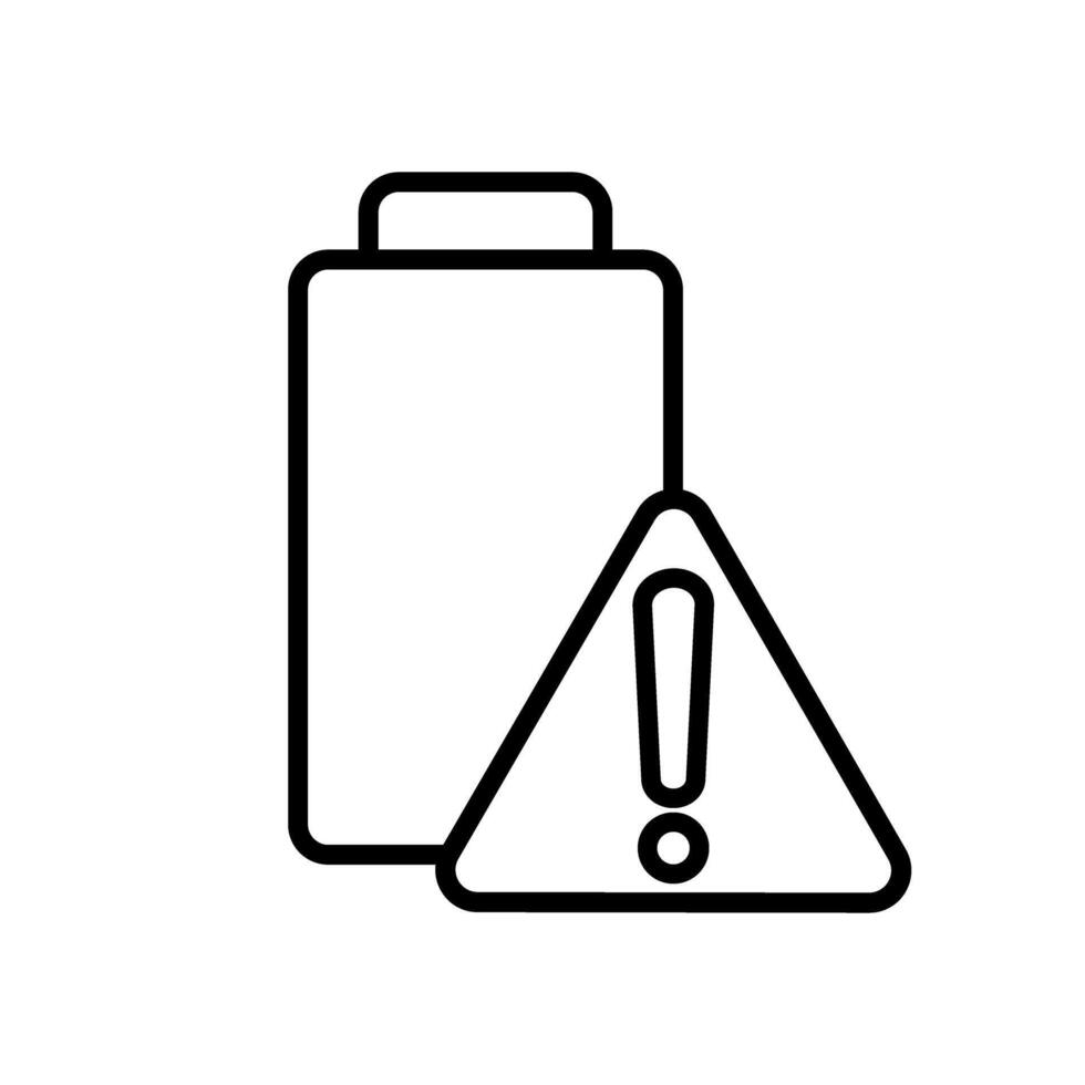 battery power level with warning triangle illustration design thick line icon vector