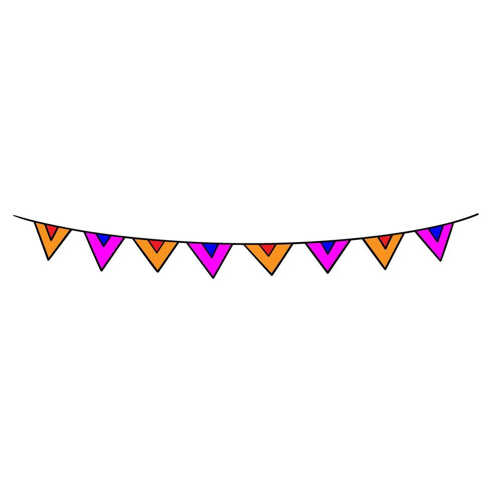 Colorful bunting flags isolated on white background. illustration. vector