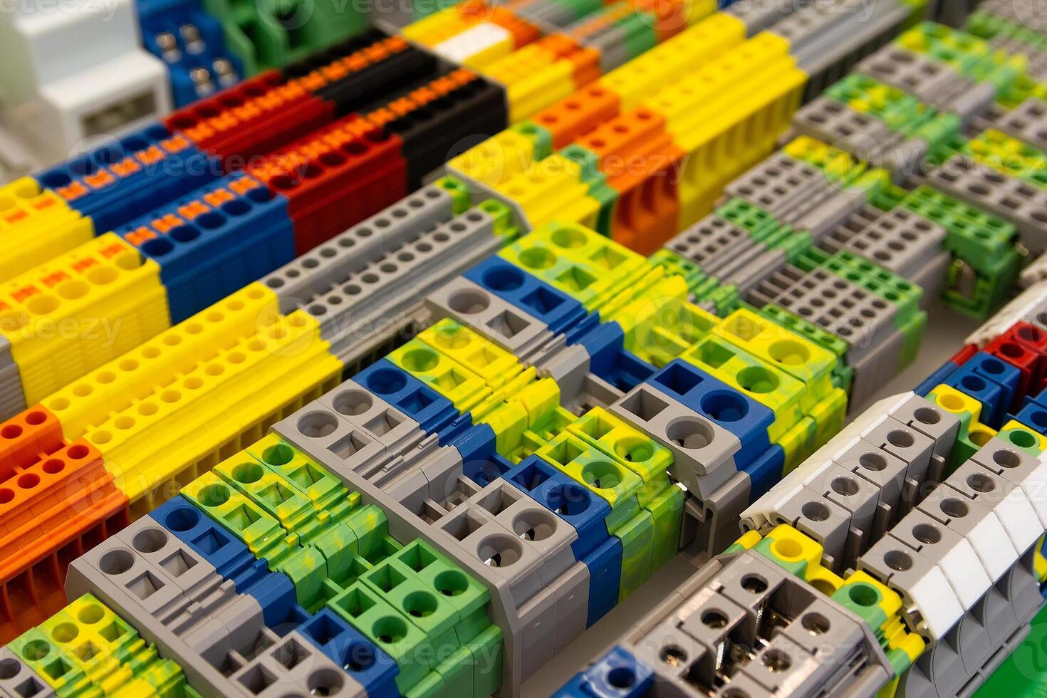 Different type din rail terminal block for electrical connector in store. Industry photo