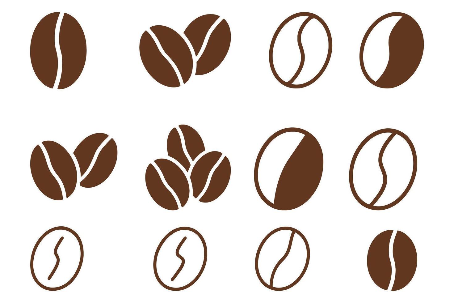 Coffee Bean Icon Set Minimalist Illustrations for Branding vector