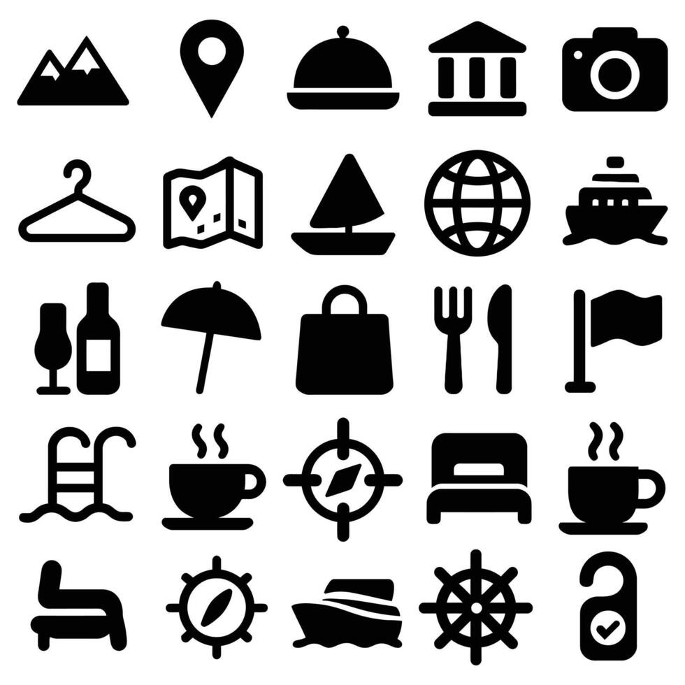 Travel and Tourism Icon Set Vacation Symbols for Maps and Apps vector