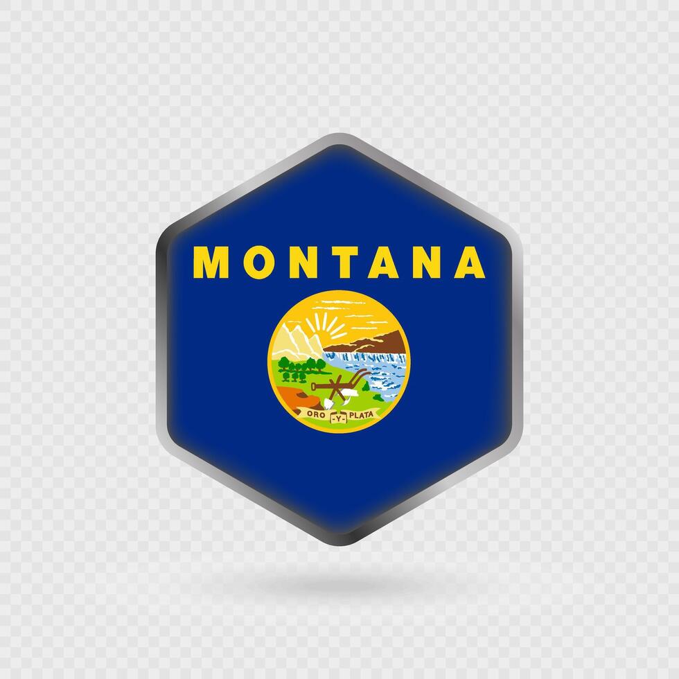 Montana State Flag Icon in Hexagon Shape. vector