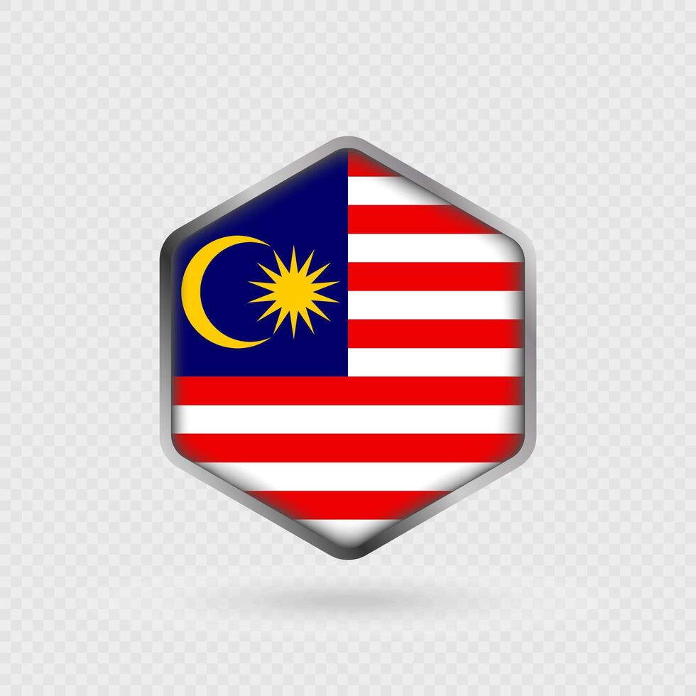 Malaysia Flag Icon in Hexagon Shape. vector