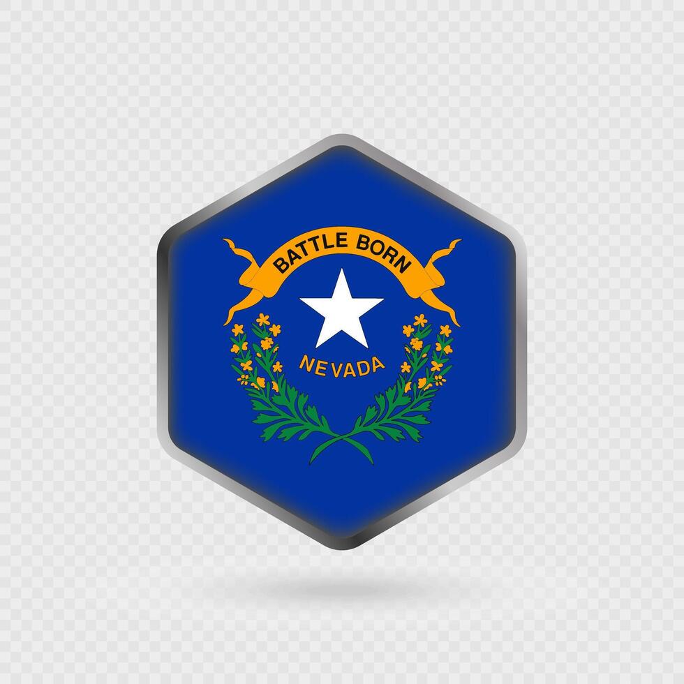 Nevada State Flag Icon in Hexagon Shape. vector
