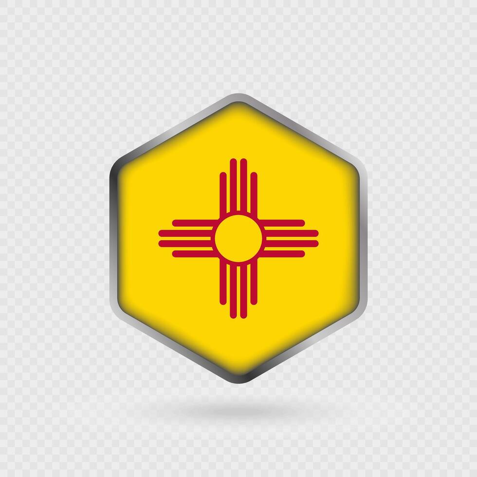 New Mexico State Flag Icon in Hexagon Shape. vector
