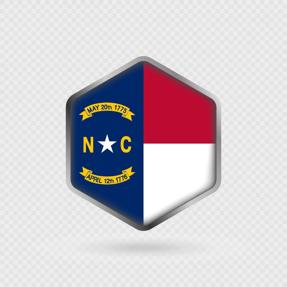 North Carolina State Flag Icon in Hexagon Shape. vector